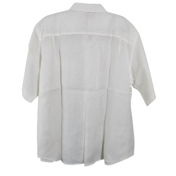 Jos A Bank White Linen Short Sleeve Button Down SZ XL Lightweight Wooden Button - Picture 2 of 6